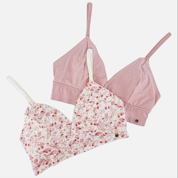 Lucky Brand Women's Floral and Solid Magenta Wireless Padded Bralette Set sz36B - Picture 1 of 6